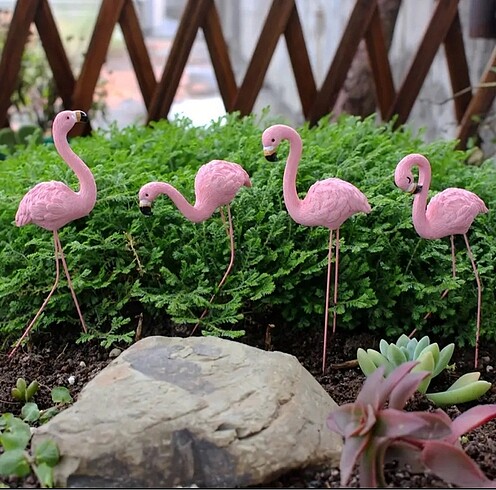 Tasarımcı Pembe Flamingo Bahçe Süsü reçine 1 adet