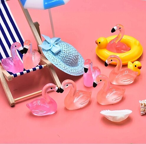 Beden pembe Renk Karanlıkta Parlayan Reçine Flamingo
