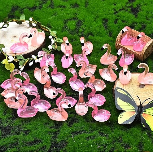 Tasarımcı Karanlıkta Parlayan Reçine Flamingo