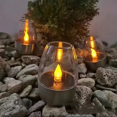 Güneş Enerjili Paslanmaz Çelik Mum LED