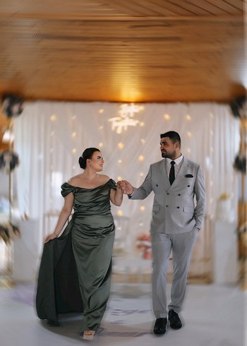 Drapeli Uzun Abiye Elbise - Görsel 2