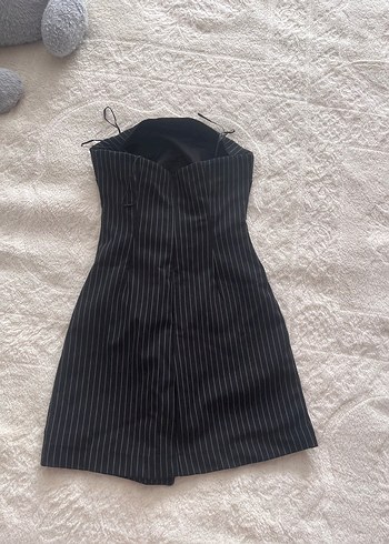 Stradivarius Stradivarius Siyah Çizgili Midi Mini Elbise