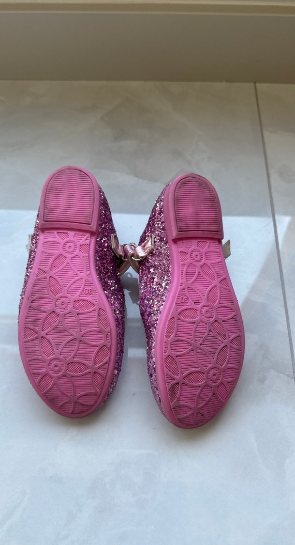 Pembe Simli Kız Çocuk Babet Ayakkabı - Görsel 4