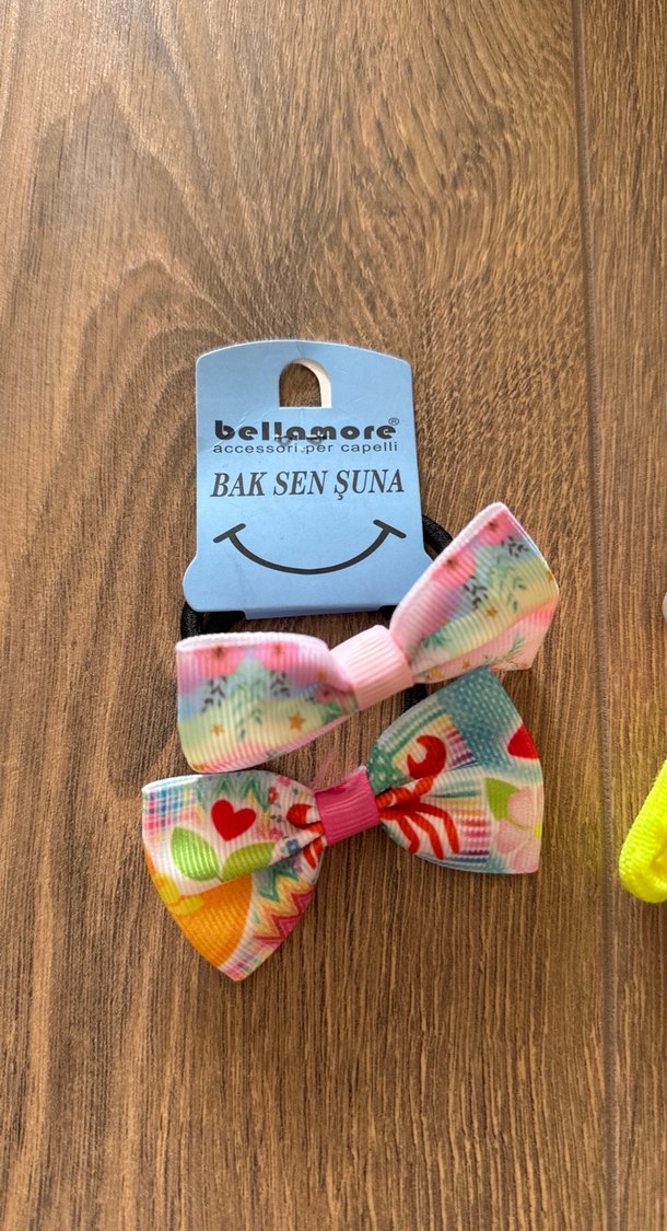 Renkli Tie-Dye Desenli Çocuk Toka ve Fiyonk Seti - Görsel 2