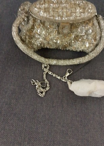 İnci İşlemeli Örgü Kadın Portföy Çanta - Görsel 2