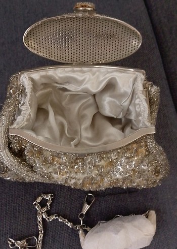 İnci İşlemeli Örgü Kadın Portföy Çanta - Görsel 5