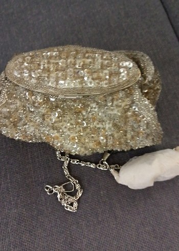 İnci İşlemeli Örgü Kadın Portföy Çanta - Görsel 3