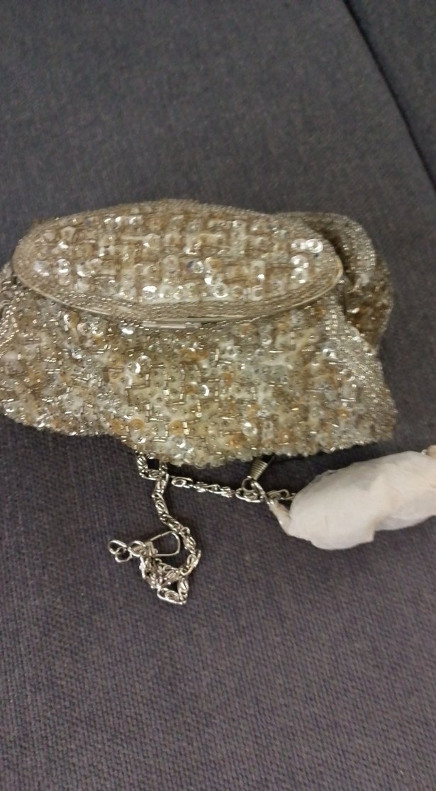 İnci İşlemeli Örgü Kadın Portföy Çanta - Görsel 3