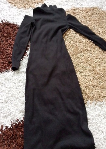 Siyah Uzun Kollu Uzun Elbise - Görsel 5