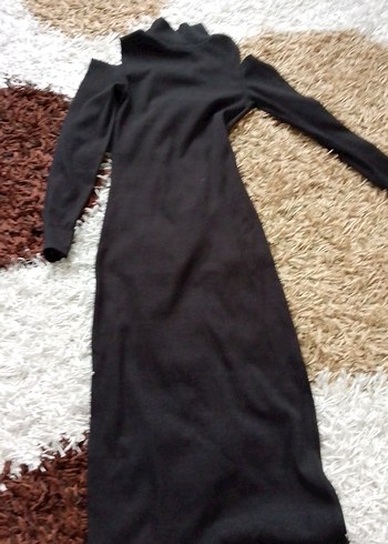 Siyah Uzun Kollu Uzun Elbise - Görsel 6