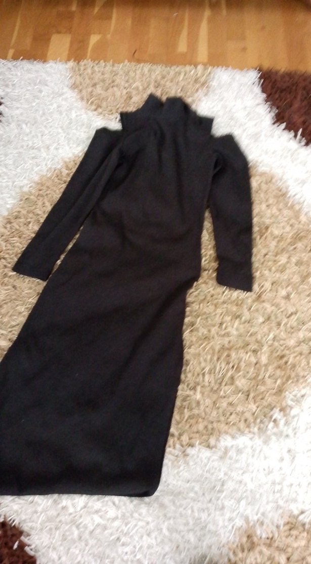 Siyah Uzun Kollu Uzun Elbise - Görsel 2