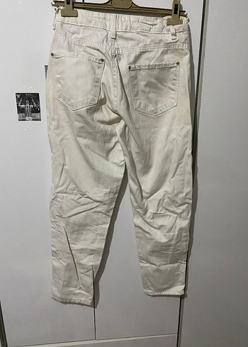 Diğer Gri Tonlu Beyaz Denim Kadın Pantolon