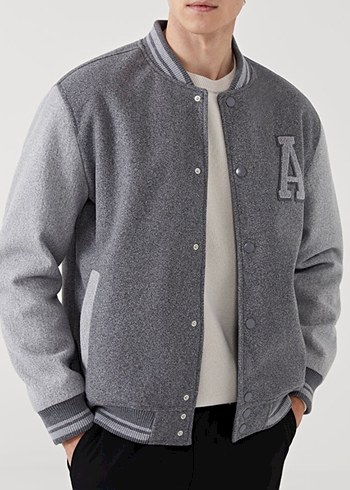 LCW Gri Kolej Yaka Erkek Bomber Mont