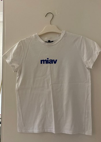 xs Beden Beyaz miav Baskılı Kadın Tişört