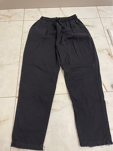 Siyah keten pantolon