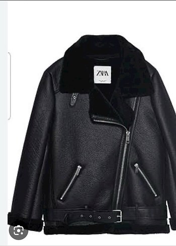 Zara Kadın Siyah Kürklü Deri Biker Ceket zara