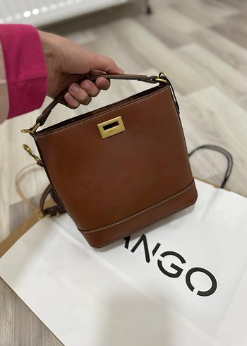 Mango Kahverengi Deri Tokalı Kadın Çanta