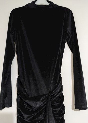 Uzun Kollu Siyah Süet Mini Elbise - Görsel 9