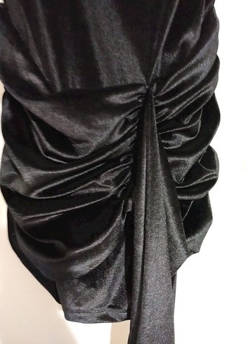 Uzun Kollu Siyah Süet Mini Elbise - Görsel 10