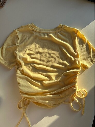 m Beden sarı Renk Zara büzgülü crop top
