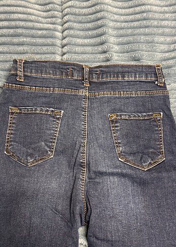 Gri Kadın Kot Pantolon, Kemerli, Normal Boy - Görsel 2