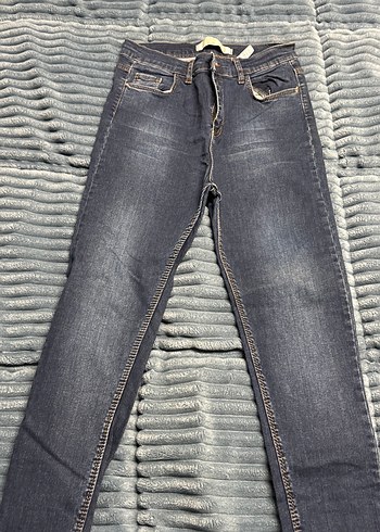 Gri Kadın Kot Pantolon, Kemerli, Normal Boy - Görsel 7