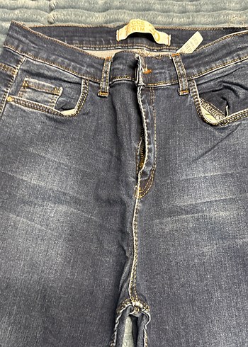 Gri Kadın Kot Pantolon, Kemerli, Normal Boy - Görsel 5
