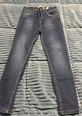 Gri Kadın Kot Pantolon, Kemerli, Normal Boy - Görsel 3