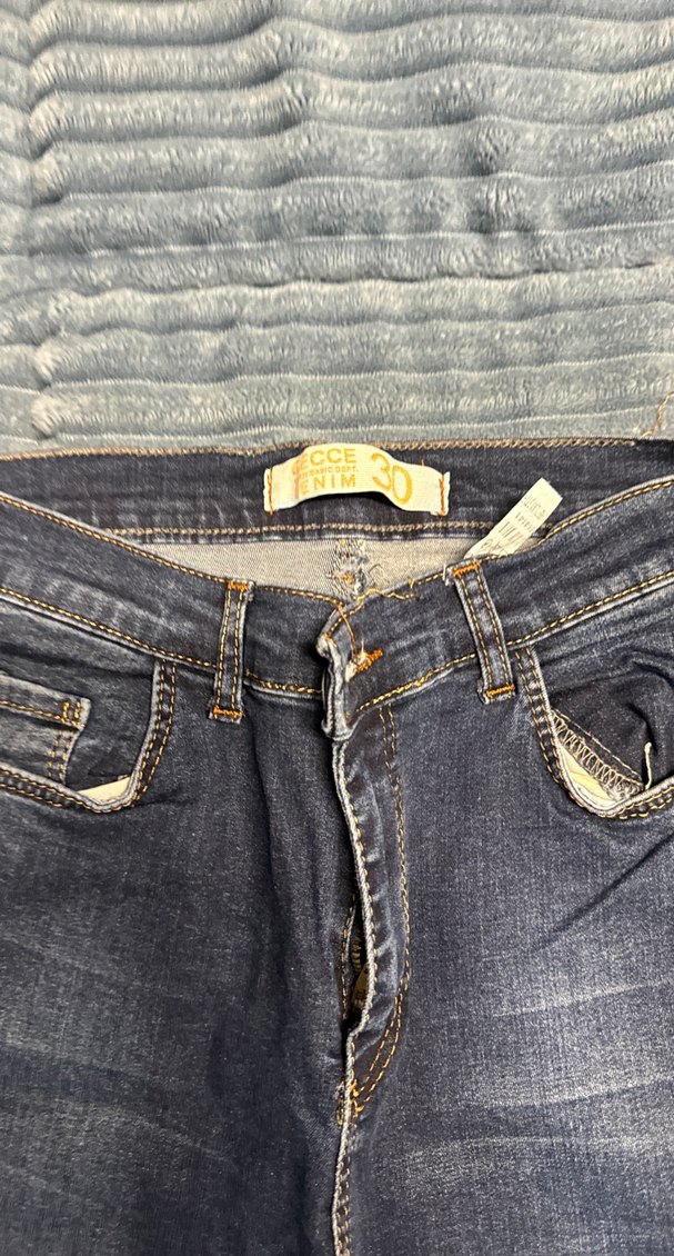 Gri Kadın Kot Pantolon, Kemerli, Normal Boy - Görsel 4