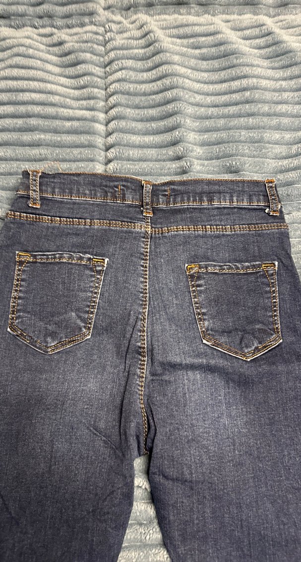 Gri Kadın Kot Pantolon, Kemerli, Normal Boy - Görsel 2