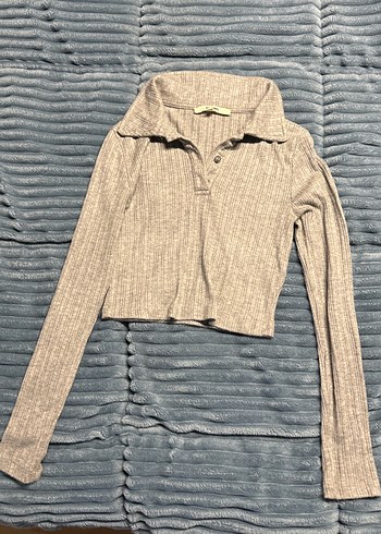 Gri Triko Uzun Kollu Polo Yaka Kadın Kazak - Görsel 4