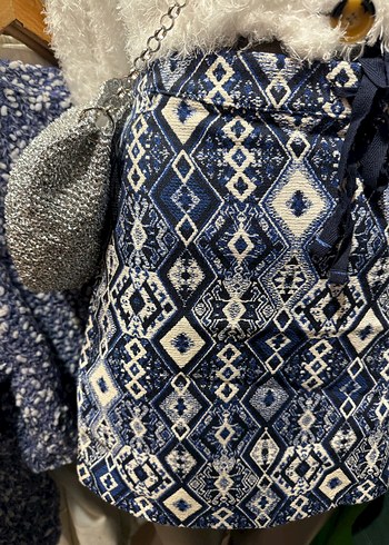 Desenli Bohem Mini Etek - Görsel 3