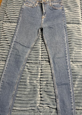 Gri Kadın Pilili Normal Boy Slim Denim Jean - Görsel 2