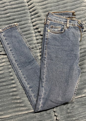 Gri Kadın Pilili Normal Boy Slim Denim Jean - Görsel 9