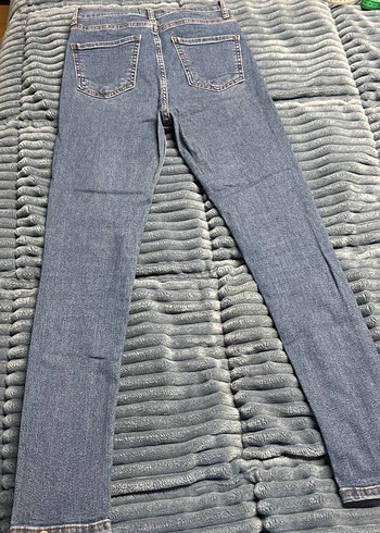 Gri Kadın Pilili Normal Boy Slim Denim Jean - Görsel 6
