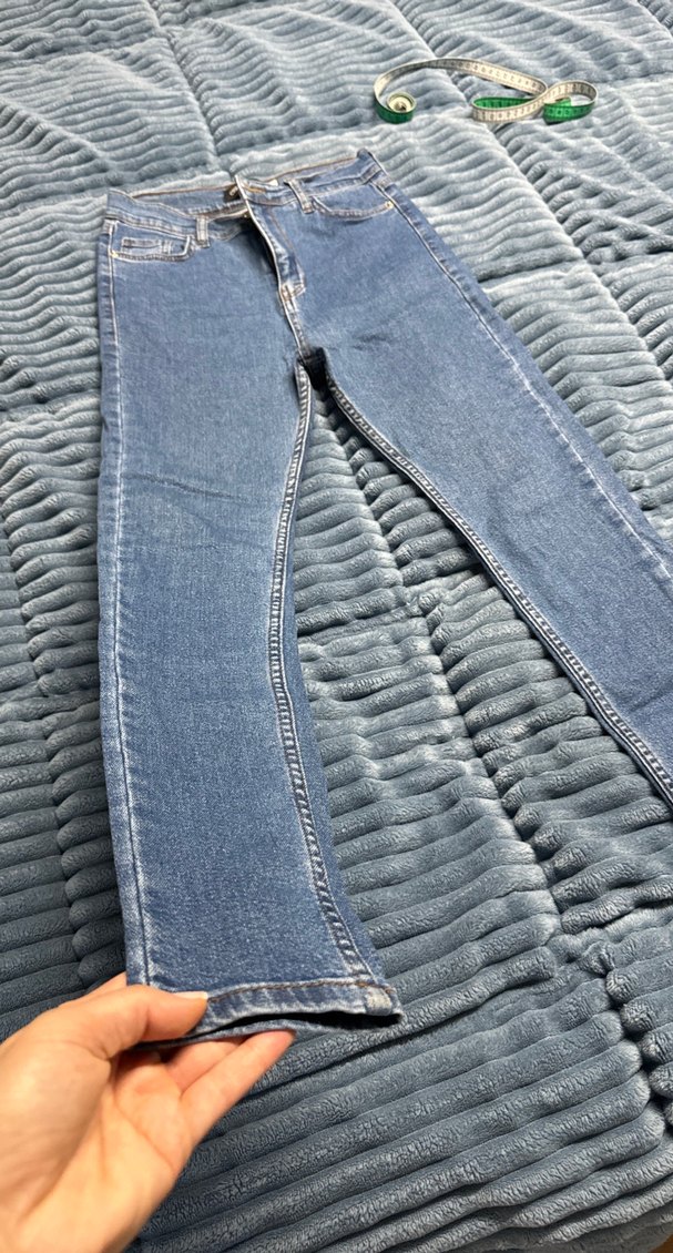 Gri Kadın Pilili Normal Boy Slim Denim Jean - Görsel 4