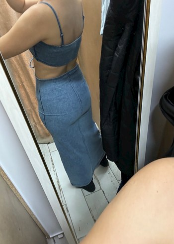 Kadın kot Batik Desenli Uzun Denim Etek - Görsel 2