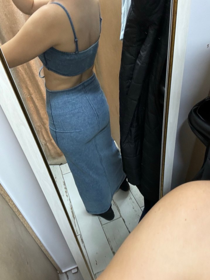 Kadın kot Batik Desenli Uzun Denim Etek - Görsel 2