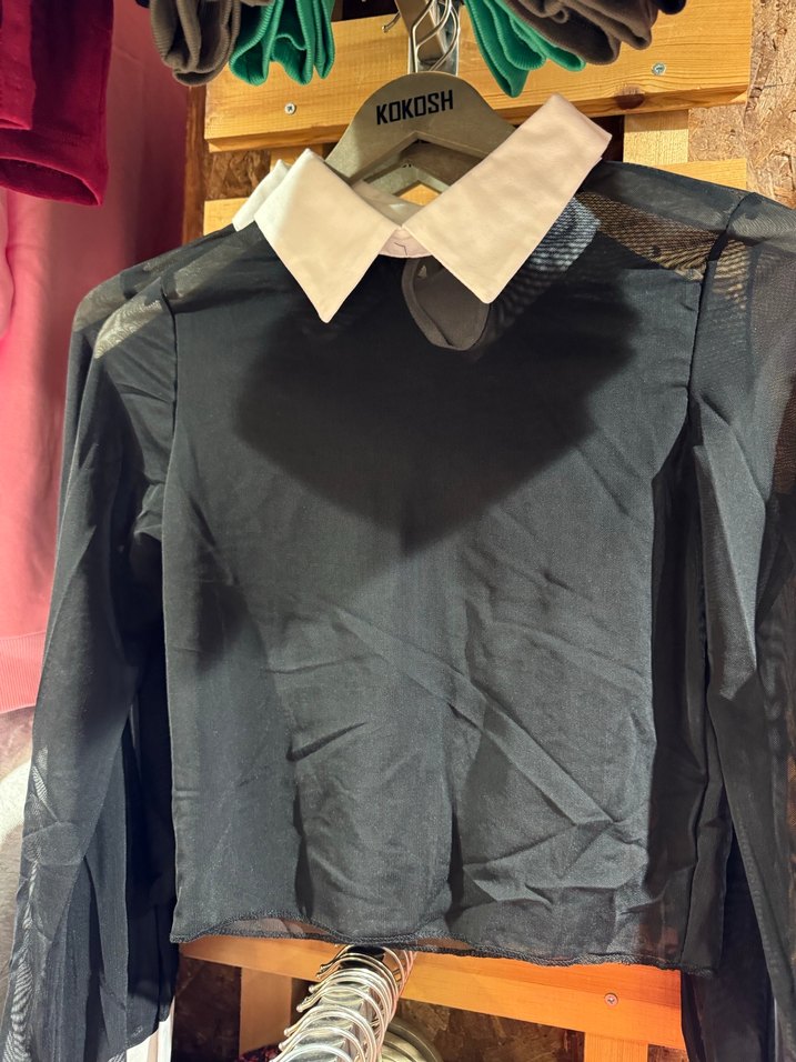 Siyah Baskılı Uzun Kollu Kadın Bluz - Görsel 3