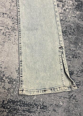 Gri Bağlama Desenli Düğmeli Kadın Jean - Görsel 9