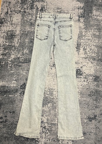 Gri Bağlama Desenli Düğmeli Kadın Jean - Görsel 10