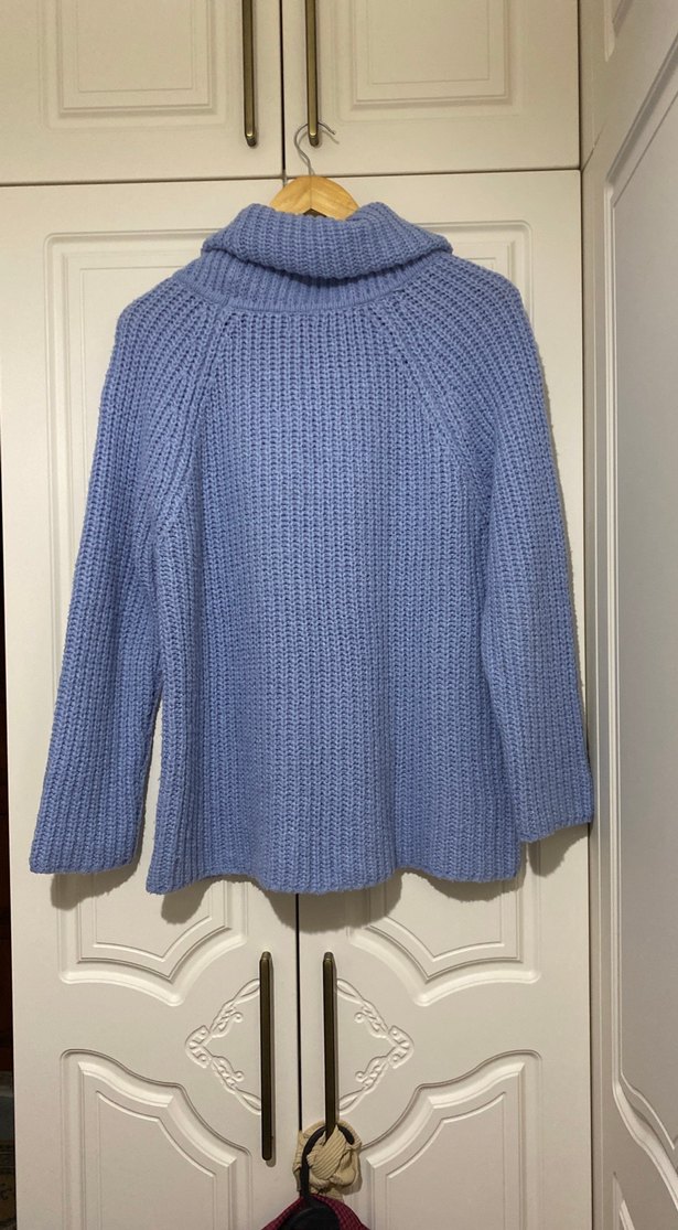 Mavi Degaje yaka Lc Waikiki Kadın Kazak - Görsel 4