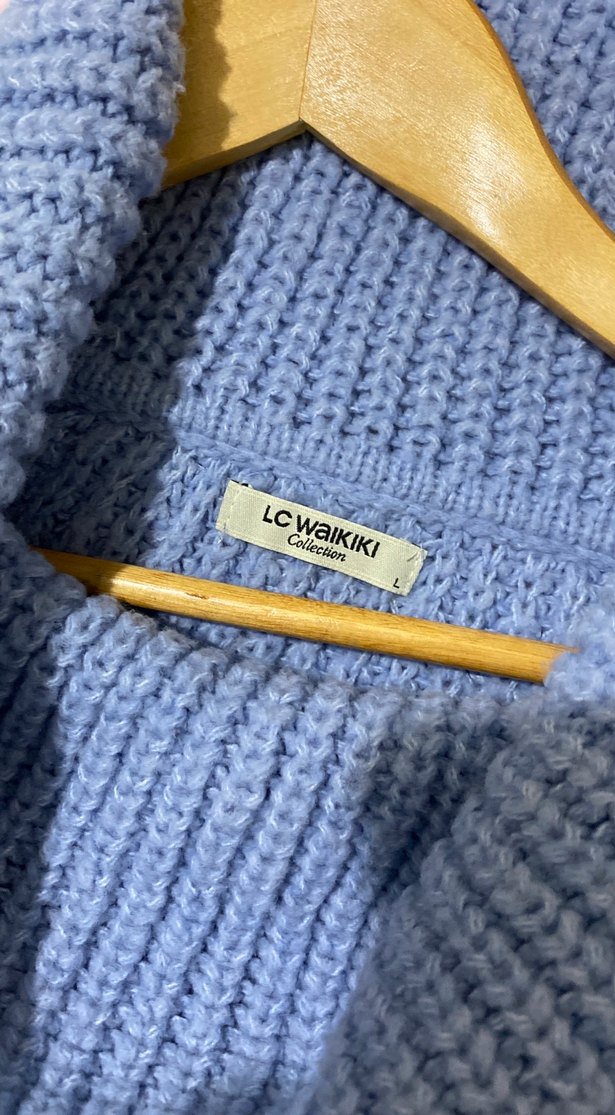 Mavi Degaje yaka Lc Waikiki Kadın Kazak - Görsel 5