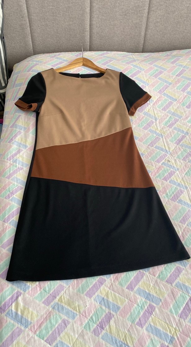 Kahverengi Siyah  Triko Kadın Elbise - Görsel 2