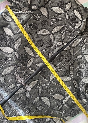 Desenli Gri Kadın Uzun Ceket - Görsel 8