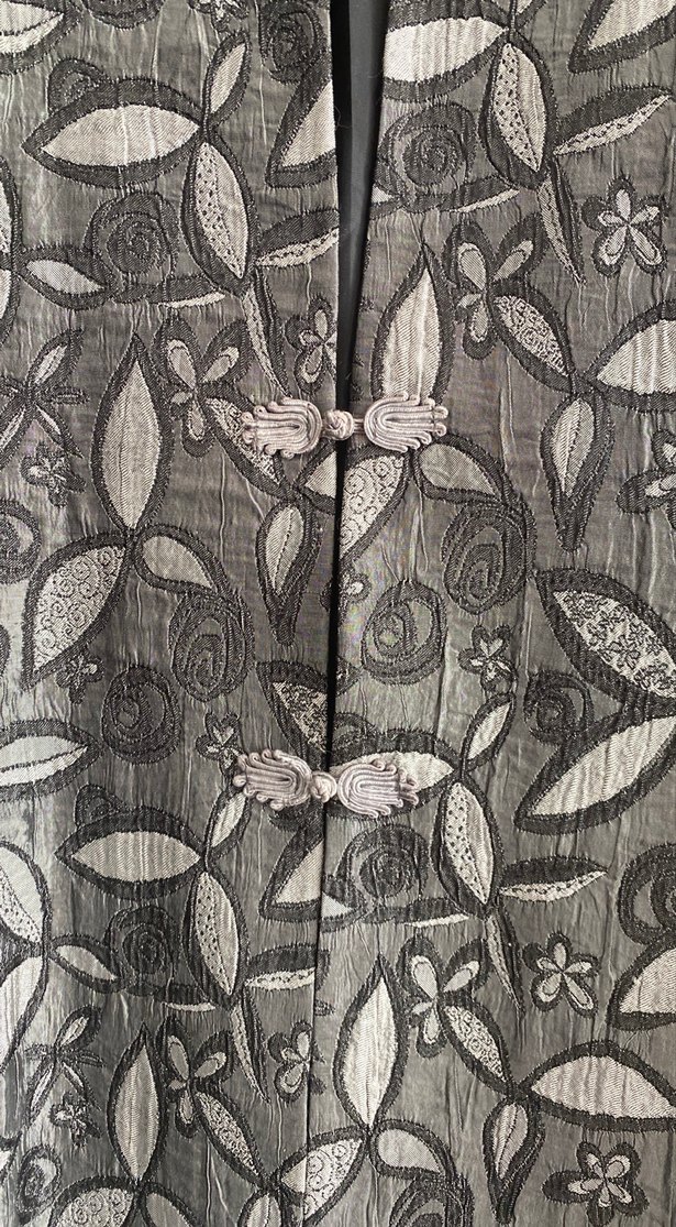 Desenli Gri Kadın Uzun Ceket - Görsel 3