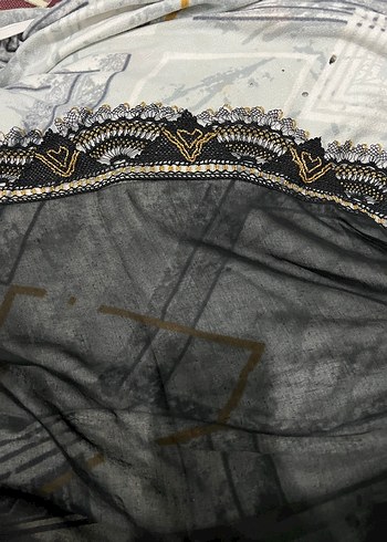 Boncuk İşlemeli Siyah Bohem Kadın Şal - Görsel 3