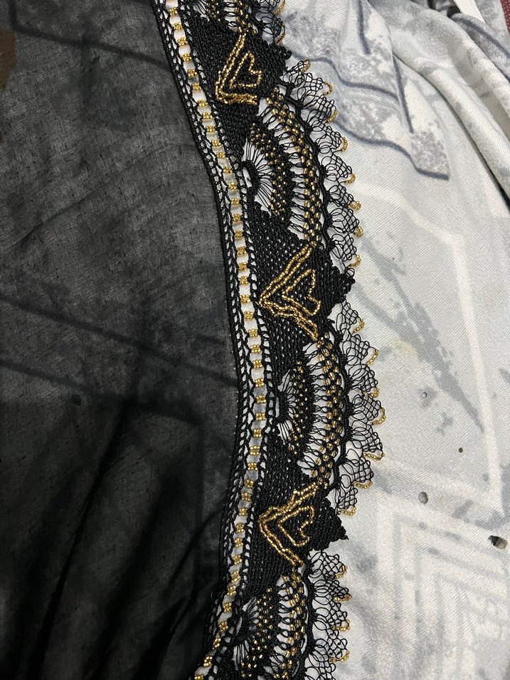 Boncuk İşlemeli Siyah Bohem Kadın Şal - Görsel 4