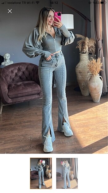 Yüksek bel likralı kot jeans