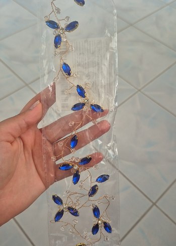  Beden Mavi Boncuklu Bohem Saç Aksesuarı